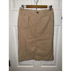 MAEVE Anthropologie The Collette Midi Skirt Khaki Size M Stretch Solid